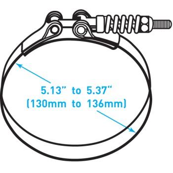 Exhaust T Bolt Clamp (Constant Torque), Stainless Steel - 5.13" to 5.37" Working Range